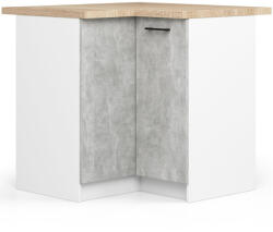 Akord Oliwia Sarok Konyhaszekrény Laminált Fehér-Beton Tölgy Munkalappal