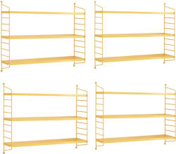 PremiumXL Fali Polc Strängnäs Állítható Polcokkal 4-es Szett Sárga