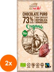 Chocolates Solé Set 2 x Ciocolata Neagra BIO, 73% Cacao, 100 g, Chocolates Sole