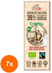 Chocolates Solé Set 7 x Mini Tableta Ciocolata BIO cu Lapte, 25 g, Chocolates Sole