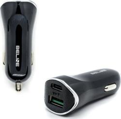 Beline Autós Töltő 1xUSB-A és 1xUSB-C Csatlakozóval 5A 30W Fekete (5903657579989) (5903657579989)