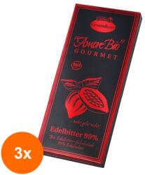 Liebhart's Gesundkost Set 3 x Ciocolata Neagra, 99% Cacao, 80 g, Liebhart's Amore Bio