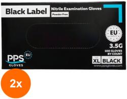 Elcadis Set 2 x 100 Manusi din Nitril, Marimea XL, Nepudrate, Negre, PPS Gloves (CLE-2xELC-MAN-NIT-100-NG-XL)