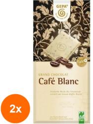GEPA Set 2 x Ciocolata Alba BIO cu Cafea Cafe Blanc, 100 g, Gepa