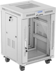 Lanberg 19" szabadon álló rack szekrény 15U/600X600 üvegajtó, lapraszerelt, LCD kijelző, szürke V2 FF01-6615-12SL (FF01-6615-12SL)