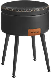 VASAGLE EKHO Tárolós Puff Szék Fekete Műbőr Ülőke