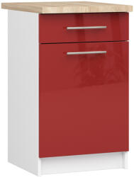Akord Oliwia S50 Konyhai Alsószekrény Fehér-Piros Magasfényű