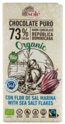 Chocolates Solé Ciocolata Neagra Bio si Fairtrade, 73% Cacao cu Fleur de Sel, Chocolates Sole, 100 g