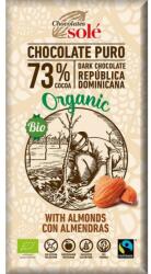 Chocolates Solé Ciocolata Neagra BIO 73% Cacao, cu Migdale, 150 g, Chocolates Sole