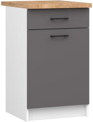 Akord Oliwia S50 Alsószekrény Laminált Fehér-Szürke Tölgy Munkalappal