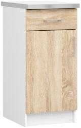 Akord Lima Álló Konyhaszekrény Laminált Fehér-Sonoma Tölgy Munkalappal - fizz - 32 440 Ft