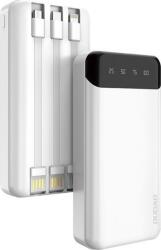 Dudao Tágas Powerbank 3 Beépített Kábeleket 20000 mAh Type-C USB + Micro USB + Lightning Fehér Dudao K6Pro + (DDA167) (DDA167)