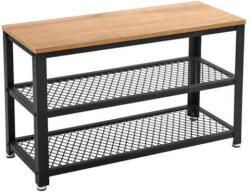 VASAGLE LBS073N01 Ipari Stílusú Cipőtároló Pad Fa és Fém