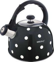 Kinghoff KH-1051 Teáskanna, Sípszóval, Fekete-Fehér Pöttyös, 2.6L (KH-1051) (KH-1051)