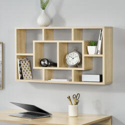 PremiumXL Design Fali Polc 8 Tárolófelülettel - 85x47, 5x16 cm Faszín