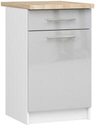 Akord Oliwia S50 Álló Konyhai Szekrény Fehér Metál Fényes Munkalappal