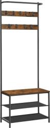 Leobert Vasagle Vintage barna Masszív vas előszobai ruha és cipőtartó állvány, 180 x 62 x 32 cm, HSR411B01 (model_2335_1)