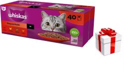 Whiskas WHISKAS Adult tasak 40 x 85 g Classic Meals - nedves eledel felnőtt macskáknak, mártással (marhahús, csirke, bárány, baromfi) + ingyenes macska meglepetés