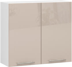 Akord Oliwia Fali Konyhaszekrény 80 cm Fehér-Cappuccino Magasfényű