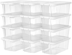 SONGMICS 12 Darabos Átlátszó Cipőtároló Doboz Szett Fehér Fedéllel