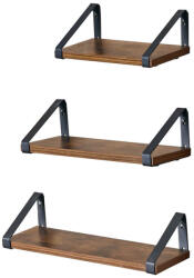 VASAGLE Ipari Fali Polc Szett Rusztikus Barna Fából és Fémből