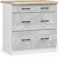 Akord Oliwia 80 Konyhai Fiókos Szekrény Beton Mintás Fehér Munkalappal