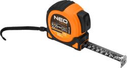 NEO TOOLS Mérőszalag, 10 m/25 mm, Erősített Rugós, Acél, Fekete Szalag Fehér Nagyított Skálával, Mágneses, Autostop+Rögzítő ( )