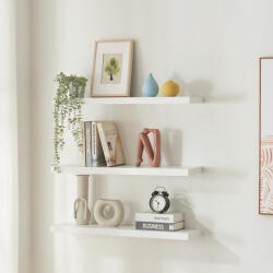 PremiumXL Fali Polc 3 db-os Szettben Stranda 80x20x4 cm Fehér