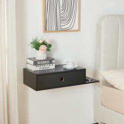 PremiumXL Fali Polc Fiókkal Stor 65x30x15 cm Fekete