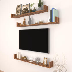 PremiumXL Fali Polc Höganäs 3 Darab 120x15x12 cm Diófa Hatású