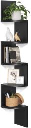 VASAGLE Sarokpolc, 5 Szintes Fali Polc Cikkcakkos Kialakítással, Fekete