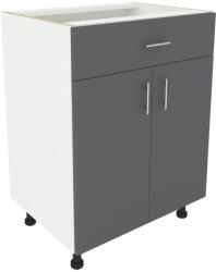  Benita 1 fiókos 2 ajtós Alsó konyhaszekrény Antracit-Fehér 60x50x80 cm