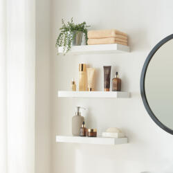 PremiumXL Fali Polc 3 db-os Szettben Stranda 40x17x4 cm Fehér