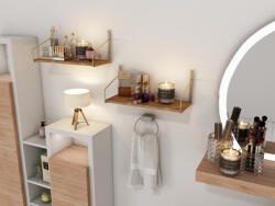  Dekoratif Duvar Rafi Fali Polc - 45x16x16 cm, Arany/ Barna