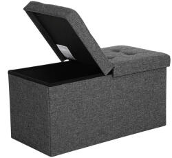 SONGMICS 80L Összecsukható Tárolópad Sötétszürke Vászon Ülőke