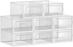 SONGMICS Egymásra Rakható Cipőtároló Dobozok, Cipőrendezők, Átlátszó