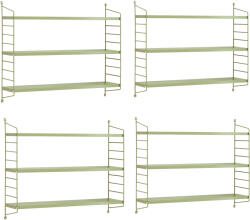 PremiumXL Fali Polc Strängnäs Állítható Polcokkal 4-es Szett Olivazöld