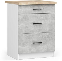 Akord Oliwia 60 Konyhai Fiókos Szekrény Beton Hatású Fehér Munkalappal