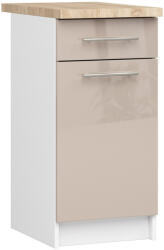 Akord Oliwia S40 Konyhai Alsószekrény Fehér/Cappuccino Magasfényű Munkalappal