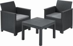Keter Emma Balcony Műrattan Kerti Bútor Szett - Chicago Asztallal, Grafit (8711245147840) (8711245147840)