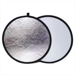  2in1 Ezüst & Fehér Derítőlap -Fotós Refklektor és Derítő háttér (80cm) (R-YR12)