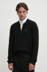HUGO BOSS gyapjúkeverék pulóver könnyű, férfi, fekete, 50524556 - fekete XL