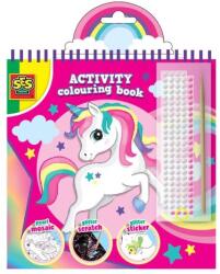 SES Creative Carte colorat 3 in 1 de copii cu animale, sclipici si perle adezive (00117) Carte de colorat