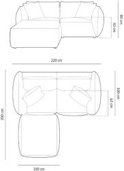 MICADONI Bársony sarokgarnitúra Chris 220 cm, balos/jobbos (MIC_SET1_184_F1_CHRIS7)