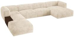 MICADONI Martina világos bézs színű, bársony sarokülőgarnitúra 406 cm, balos (MIC_UL_212_F1_MARTINA1)