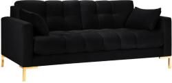 Micadoni Fekete bársony háromszemélyes kanapé MICADONI Mamaia177 cm, arany alappal (MIC3SE1MAMAIA113)