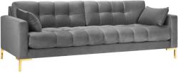 Micadoni Szürke bársony négyszemélyes kanapé MICADONI MAMAIA 217 cm arany alappal (MIC_4S_51_E1_MAMAIA111)