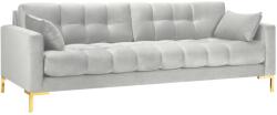 Micadoni Világosszürke bársony négyszemélyes kanapé MICADONI MAMAIA 217 cm arany alappal (MIC_4S_E1_MAMAIA110)