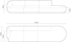 Micadoni Miley bársony kanapé 323 cm, jobb oldali (MIC_R4SOR_51_F1_MILEY5)