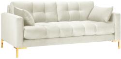 Micadoni Mamaia 177 cm-es krémszínű bársony háromszemélyes kanapé arany alappal (MIC3SE1MAMAIA101)